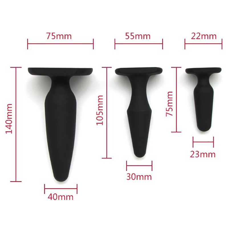 Black Silicon Butt Plug Kit L/m/s Suurus